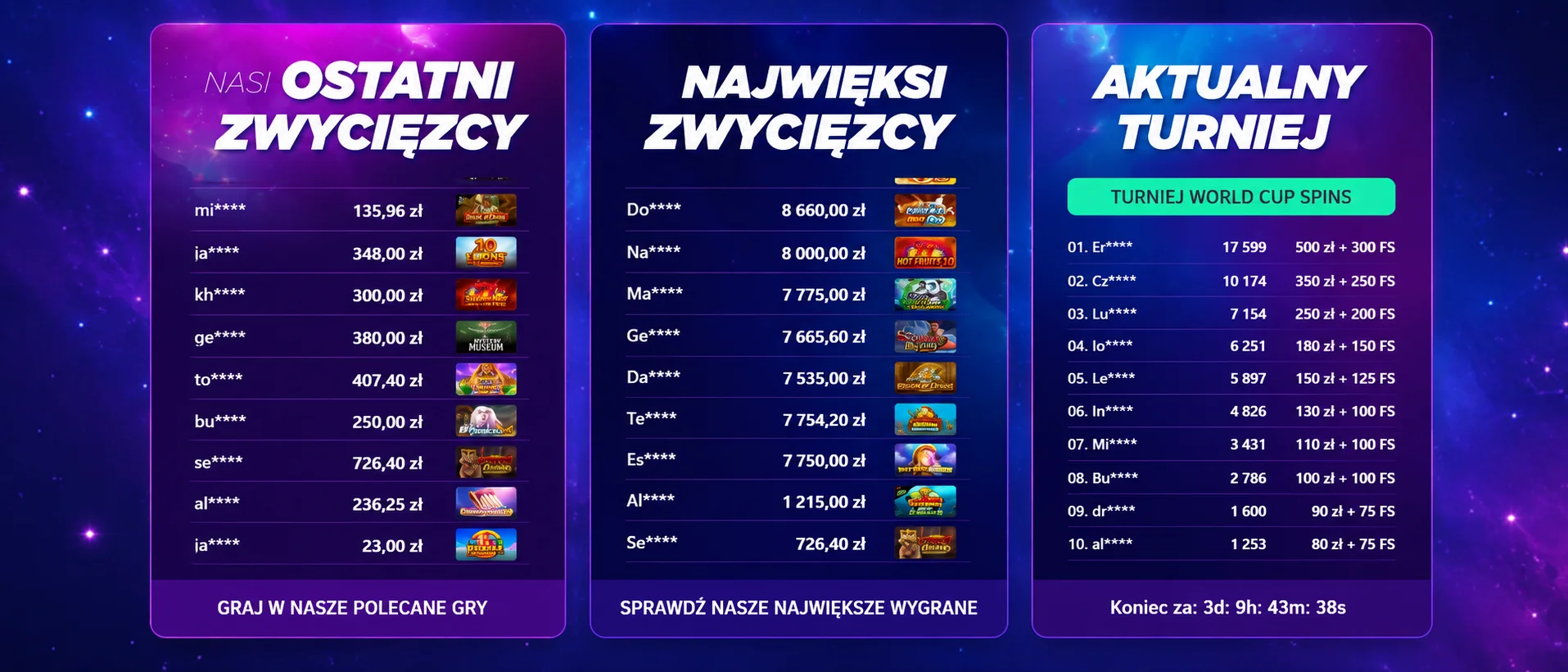 wygranych w Omni Slots Casino